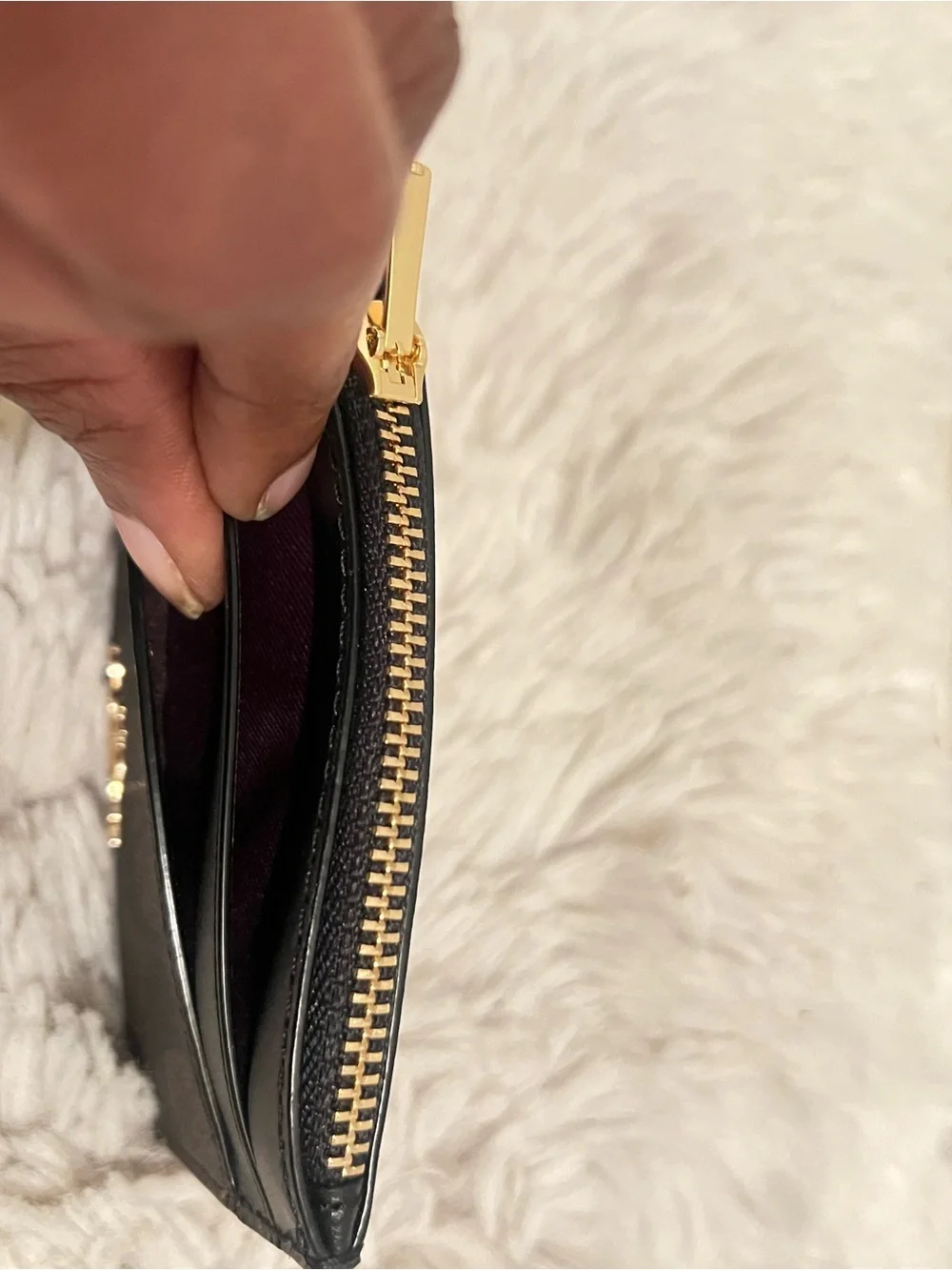 Coach Brown and Black Signature Card Holder with Gold Logo